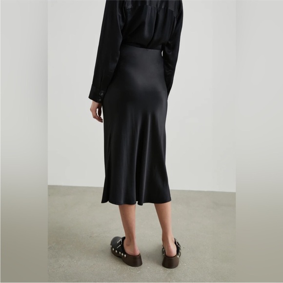 Rails Berlin Luxe Satin Midi Skirt Black Bias Cut High Rise | Size Small - Picture 4 of 12